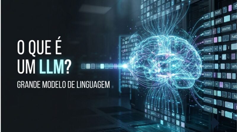 Representação de um grande modelo de linguagem processando tokens por meio de camadas Transformer e conexões de atenção.