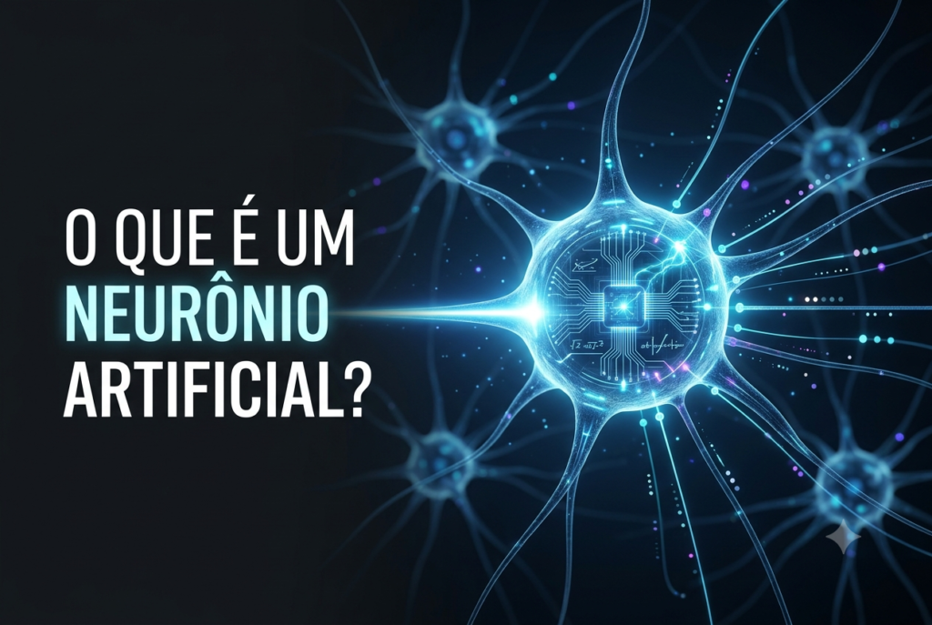 Representação de um neurônio artificial recebendo dados, aplicando pesos e gerando uma saída em uma rede neural.