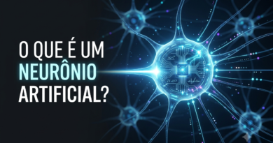 Representação de um neurônio artificial recebendo dados, aplicando pesos e gerando uma saída em uma rede neural.