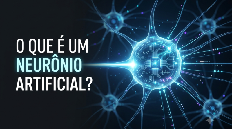 Representação de um neurônio artificial recebendo dados, aplicando pesos e gerando uma saída em uma rede neural.