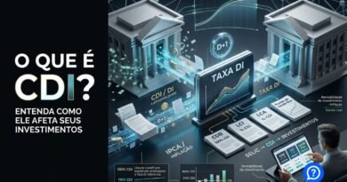 Representação hiper-realista do CDI mostrando operações financeiras de curtíssimo prazo entre bancos, Taxa DI conectada à Selic e investimentos como CDB, LCI e renda fixa remunerados por percentuais do CDI.