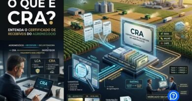 Representação hiper-realista de um CRA mostrando recebíveis do agronegócio sendo transformados em Certificados de Recebíveis do Agronegócio por uma securitizadora e adquiridos por investidores.
