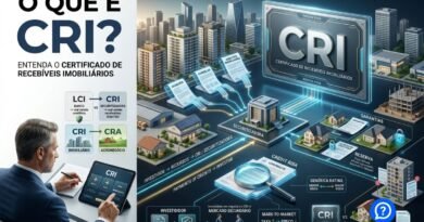 Representação hiper-realista de um CRI mostrando créditos imobiliários sendo transformados em Certificados de Recebíveis Imobiliários por uma securitizadora e adquiridos por investidores.