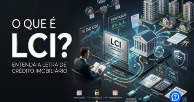 Representação realista de uma LCI mostrando investidor aplicando dinheiro em uma instituição financeira, créditos imobiliários servindo como lastro, rentabilidade ligada ao CDI, vencimento, liquidez e proteção do FGC.